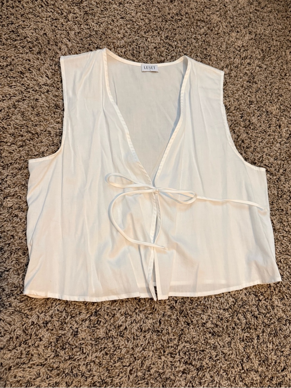 LESET Cream Tie-Front Camisole Top
